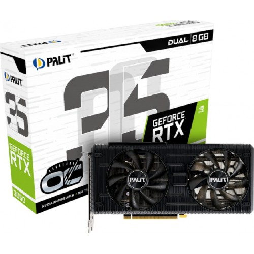 Palit GeForce RTX 3050 Dual OC Twin Fan Graphics Card, 8GB GDDR6 128 Bit Memory