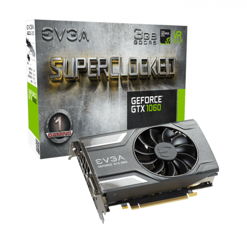 EVGA GeForce GTX 1060 SC GAMING, 03G-P4-6162-KR, 3GB GDDR5, ACX 2.0 (Single Fan)