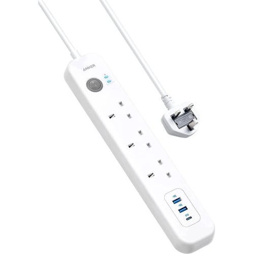 Anker A9136K21 6-In-1 Power Extend With Tow USB Port, One USB-C Port, Three Strip