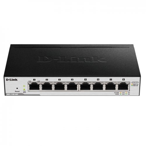 D-Link DGS-1100-08PD 8-Port Gigabit PoE-Powered Smart Managed Switch