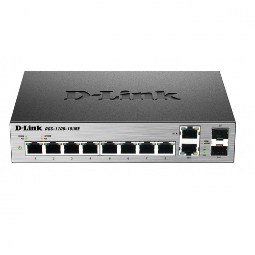 D-Link (DGS-1100-10 8-port 1000Base-T Easy Smart gigabit Switch with 2 combo 100/1000Base-T/SFP ports, IPv6 support, MetroEthernet switch
