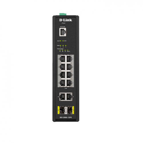 D-Link DIS-200G-12PS 12-Port Gigabit Smart Managed Industrial PoE Switch-240W PoE Budget