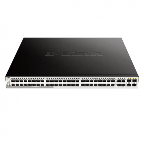 D-Link 52 Port Smart Managed PoE Switch, 4xGigabit GbE/SFP Combo Ports, L2+ Routing, 370W PoE, Advanced L2 Switching DGS-1210-52MP