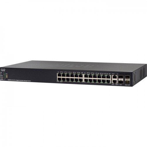 Cisco SG550X-24P-K9-NA SG550X-24P Stackable Managed Switch, 24 Gigabit PoE+ and 4 10Gig Ethernet Ports, 195w PoE
