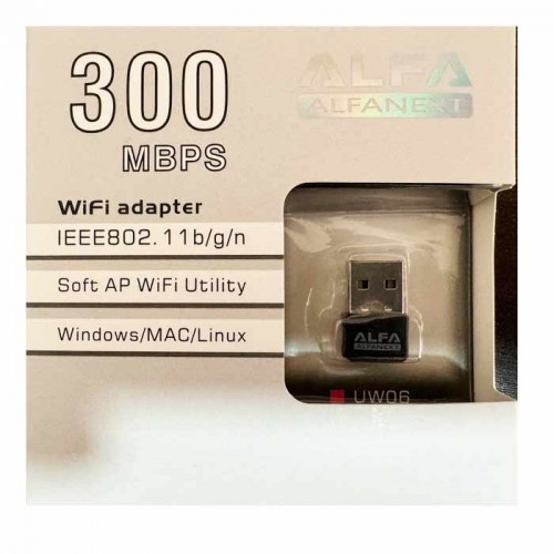 Alfanext USB 300 Mbps WiFI Adaptor Mini WIFI Card Lan IEEE802.11b/g/n with Soft AP function supported Windows Mac Linux