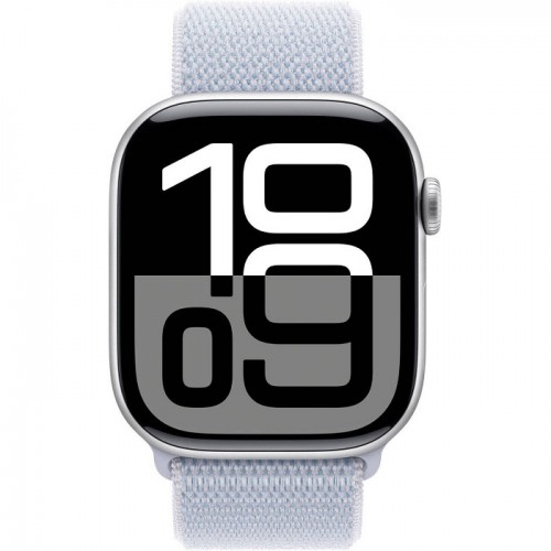 Apple Watch Series 10, GPS + Cellular, 64GB Internal Storage, 46mm Silver Aluminum Case With Blue Cloud Sport Loop, Always-On Retina Display, IP6X Water Resistant, Apple Pay MWY23LW/A