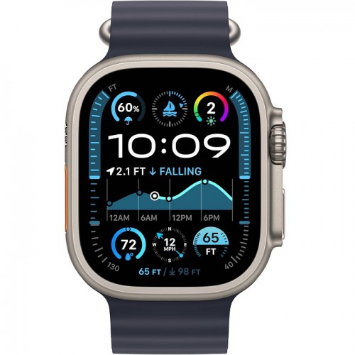 Apple Watch Ultra 2 GPS + Cellular 49mm Natural Titanium Case with Navy Ocean Band MX4D3QA/A