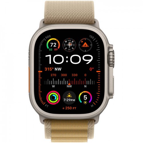 Apple Watch Ultra 2 GPS + Cellular 49mm Natural Titanium Case with Tan Alpine Loop-Medium MX4F3QA/A