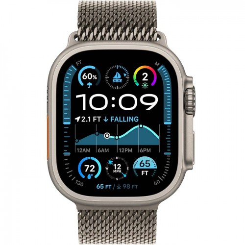 Apple Watch Ultra 2, Always-On Retina Display, 4-Core Neural Engine, WatchOS 11, GPS + Cellular, 49mm, Medium, Natural Titanium Case With Natural Titanium Milanese Loop MX5R3QA/A