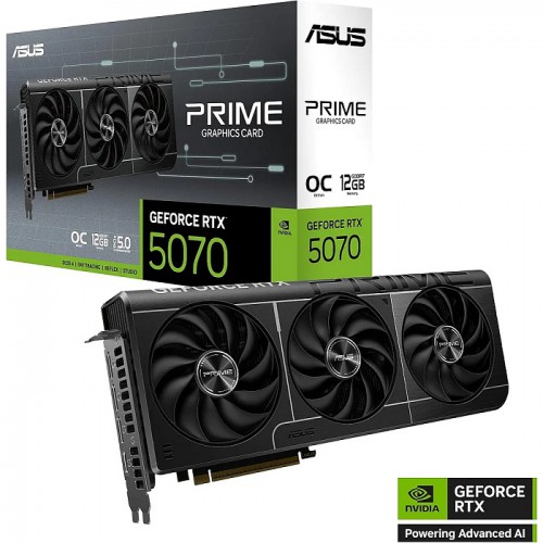 Asus Prime GeForce RTX 5070 OC Edition GDDR7 12GB –PCIe 5.0, 12GB GDDR7, HDMI 2.1, DisplayPort 2.1, 2.5-Slot Design, Axial Fans, SFF-Ready–Graphics Card