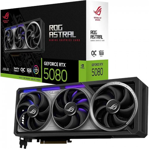 Asus Rog Astral GeForce RTX 5080 16GB GDDR7 OC Edition–Gaming Graphics Card, PCIe 5.0, Quad Fans, HDMI 2.1b, DisplayPort 2.1a, 28 Gbps, ROG Cooling–ROG-ASTRAL-RTX5080-O16G-GAMING