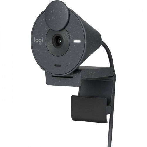 Logitech Brio 300 Full HD Webcam–1080p USB-C Webcam with Privacy Shutter, Noise Reduction Mic, Auto Light Correction–Certified for Zoom, Teams & Google Meet–Graphite