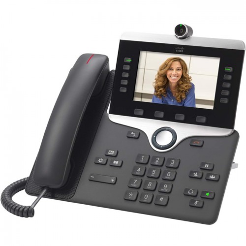 Cisco 8865 IP Phone, 5 inch WVGA Color Display, 25° Tilt Up/Down Camera, 720p HD, H.264 AVC Video, 4 Programmable Keys, Full Duplex Speakerphone CP-8865-K9