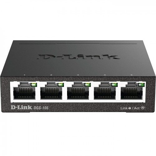 D-Link 5 Port Gigabit Unmanaged Metal Desktop Switch, Plug and Play (DGS-105)