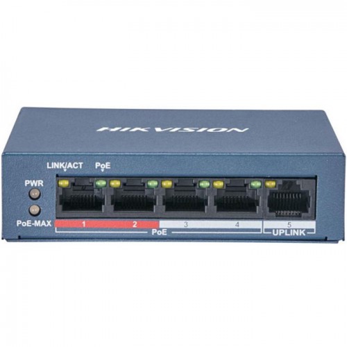 Hikvision 4 Port Fast Ethernet Unmanaged POE Switch DS-3E0105P-E/M