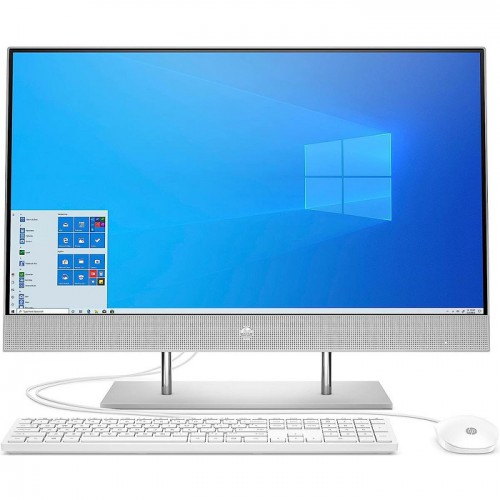 HP Intel Core i7 Screen Size 27 Touch Memory 16GB DDR4-3200MHZ Storage 1TB HDD Graphic VGA Intel Iris-X Software Windows 11 Home White Wire Keyboard & Mouse FHD RGB Camera and Microphone Color Silver One Year Warranty 27-DP1006D