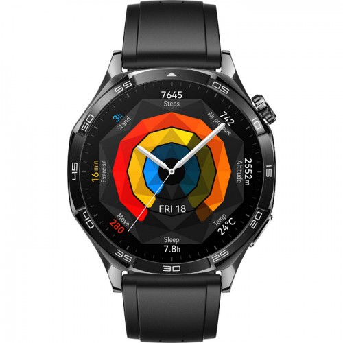 Huawei Smartwatch, 46 mm, 1.43" Amoled 326 PPI display, New Running and Cycling Mode, GPS, Health Monitor, 14 Days Battery Life, iOS and Android, Black Watch GT 5