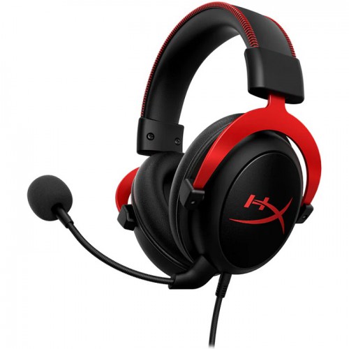 HyperX Cloud II-Gaming Headset, Detachable Boom Mic, Advanced USB Audio Control, 3.5mm Audio Cable  Red 4P5M0AA