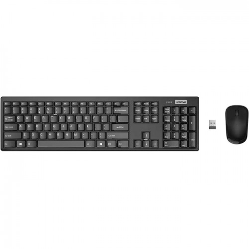 Lenovo 100 USB-A Wireless Combo Keyboard and Mouse US English, 3-Zone Layout, 2.4G Wireless, Up to 12-Month Battery Life, Compact & Lightweight
