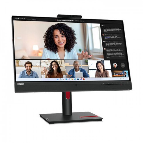 Lenovo ThinkVision T24mv-30 23.8 Inch FHD IPS Monitor 4 ms HDMI 1.4 + DP 1.2 + DP out + USB Type-C + Ethernet +Speakers ,Webcam  3-side borderless High Adjustment Pivot Stand - Raven Black 63D7UAT3UK