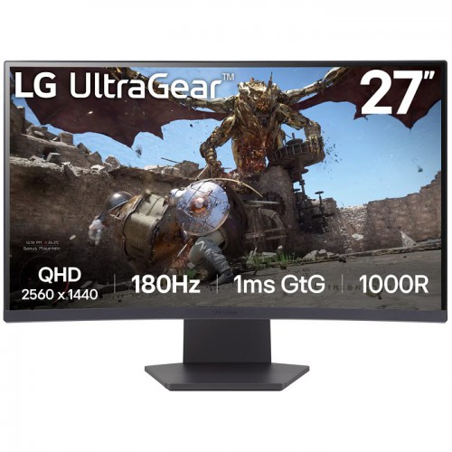 LCD Monitor 27 (OS, Wide) VA QHD (2560X1440)-Tilt, 1ms, 180Hz Refresh Rate, AMD FreeSync HDR10 1000R Curved Gaming Monitor 27GS60QC-B.AMAQ