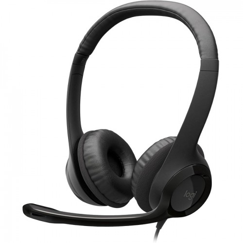 Logitech H390 Wired Headset, Stereo Headphones with Noise Cancelling Microphone, USB, In Line Controls, PC/Mac/Laptop BLACK 981-000406