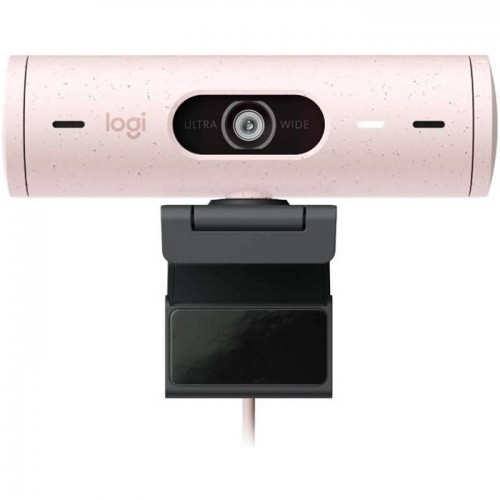 Logitech Brio 500 Full HD 1080p webcam with light correction, auto-framing, and Show Mode Rose Pink 960-001421