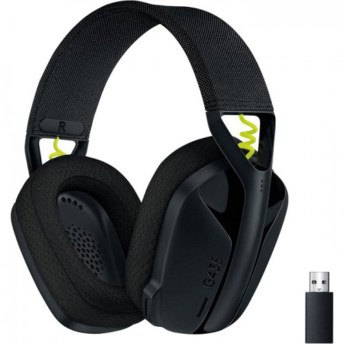 Logitech G435 Lightspeed Wireless Gaming Headset Black, Dolby Atmos, 18-Hour Playtime, Bluetooth, Compatible with PC, PS4, PS5, Switch