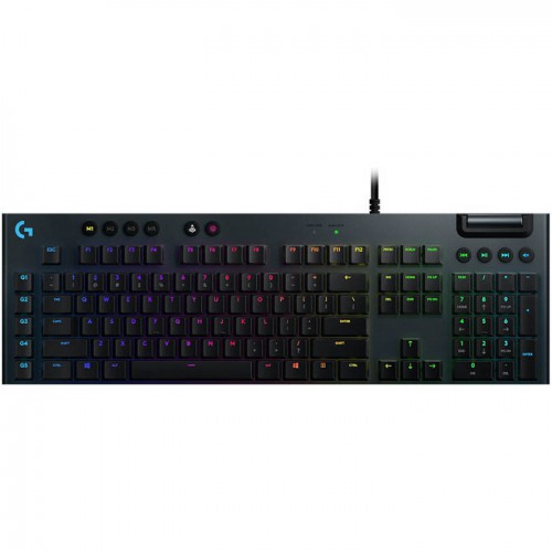 Logitech G815 LightSync RGB Mechanical Gaming Keyboard–Low-Profile GL Clicky Switches, 5 Programmable G-Keys, USB Passthrough, and Dedicated Media Controls, 009095