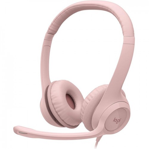 Logitech H390 USB Computer Headset With enhanced digital audio and in-line controls Rose 981-001281