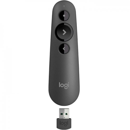 Logitech R500s Laser Presentation Remote Clicker with Dual Connectivity Bluetooth or USB for Powerpoint, Keynote, Google Slides, Wireless Presenter - Graphite