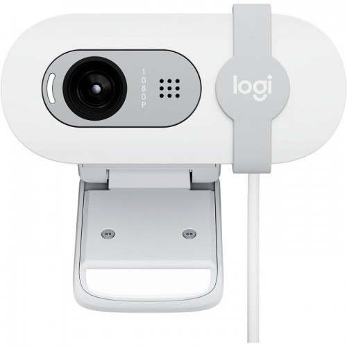 Logitech Brio 100 Full HD 1080p webcam with auto-light balance, integrated privacy shutter, and built-in mic White 960-001617