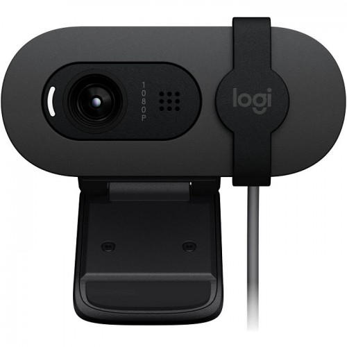 Logitech Brio 100 Full HD 1080p webcam with auto-light balance, integrated privacy shutter, and built-in mic Graphite 960-001585