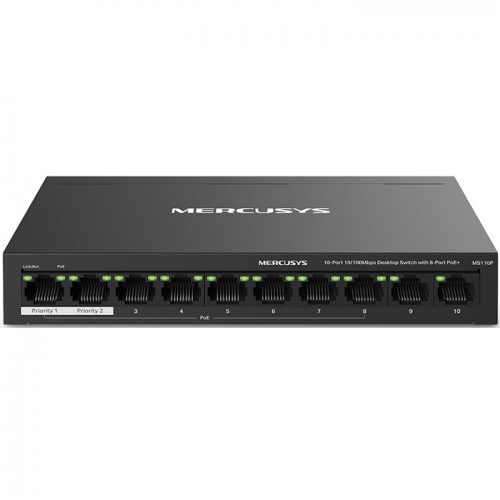 Mercusys MS110P 10-Port 10/100Mbps Desktop Switch with 8-Port PoE+