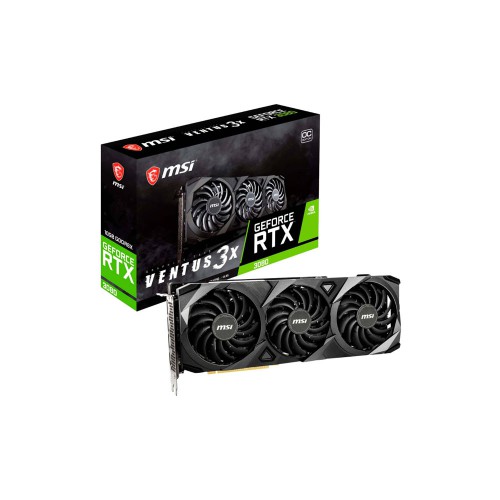 MSI Gaming NVIDIA GeForce RTX 3080 LHR 10GB GDRR6X 320-Bit HDMI/DP Nvlink Torx Fan 3 Ampere Architecture OC Graphics Card (RTX 3080 Ventus 3X 10G OC LHR)