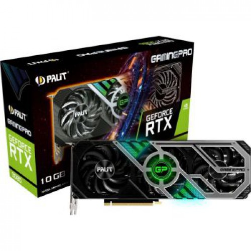 Palit GeForce RTX 3080 GamingPro OC 10GB GDDR6X Ray-Tracing Graphics Card, 8704 Core, 1440MHz GPU, 1740MHz Boost, 3 x DisplayPort, HDMI, Advanced TurboFan 3.0