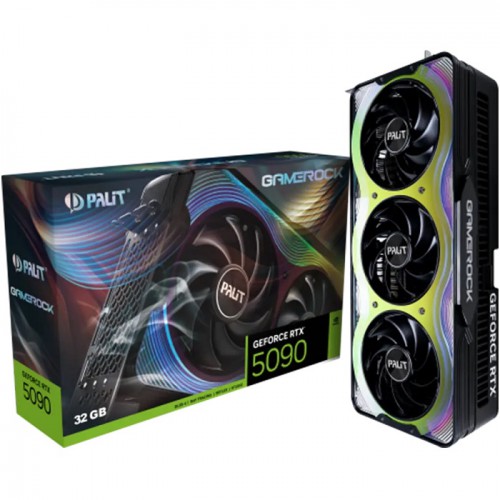 Palit GeForce RTX 5090 GameRock Graphics Card, 32GB GDDR7 DLSS4, 2017 MHz Graphics Clock, 28 Gbps 512bit Memory, 21760 Cuda Cores, 1792 Memory Bandwidth (GB/sec), PCI-E 5.0 NE75090019R5-GB2020G