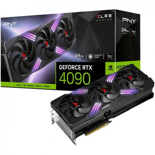 PNY GeForce RTX 4090 XLR8 Verto Graphics Card Epic-X RGB 24GB GDDR6X Ray Tracing, DLSS 3, Triple Fan, Overclocked Performance VCG4070T12TFXXPB1
