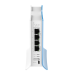 Mikrotik RB941-2nD-TC hAP lite TC Small home AP with four ethernet ports and a colorful enclosure.