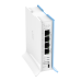 Mikrotik RB941-2nD-TC hAP lite TC Small home AP with four ethernet ports and a colorful enclosure.