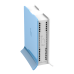 Mikrotik RB941-2nD-TC hAP lite TC Small home AP with four ethernet ports and a colorful enclosure.