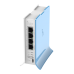 Mikrotik RB941-2nD-TC hAP lite TC Small home AP with four ethernet ports and a colorful enclosure.