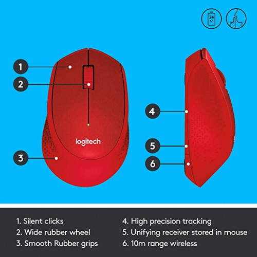 Logitech M330 Silent Plus Wireless Mouse Red
