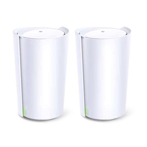 TPLink AX6600 Tri Band Whole Home AI Driven Mesh Wi Fi 6 System for Lightning Fast Connections, boosting seamless coverage with Home Shield, 2.5Gbps WAN Port, works with Alexa Deco X902Pack White