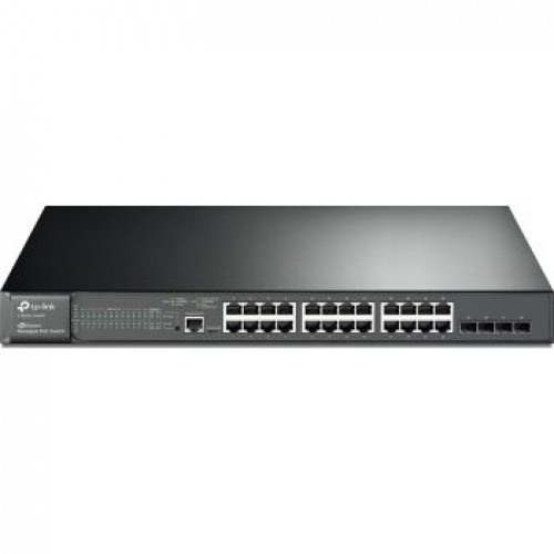 TP-Link JetStream T2600G-28MPS (TL-SG3424P) 24-Port Gigabit L2 Managed PoE+ Switch with 4 SFP Slots (Supports 24 PoE+ Ports, 384 W Budget, Rackmount)