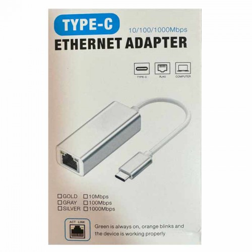 Gigabit Type C to RJ45 Wired Network Thunderbolt 3 LAN Adaptor Compatible with MacBook Windows