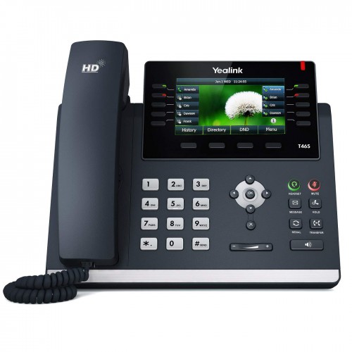 Yealink SIP-T46S IP Phone, 16 Lines. 4.3-Inch Color Display. Dual-Port Gigabit Ethernet, 802.3af PoE, Power Adapter Not Included